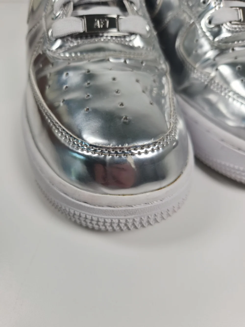 Nike Air Force 1 SP Liquid Metal Chrome Womans 10 | Metallic Silver | Pre-owned